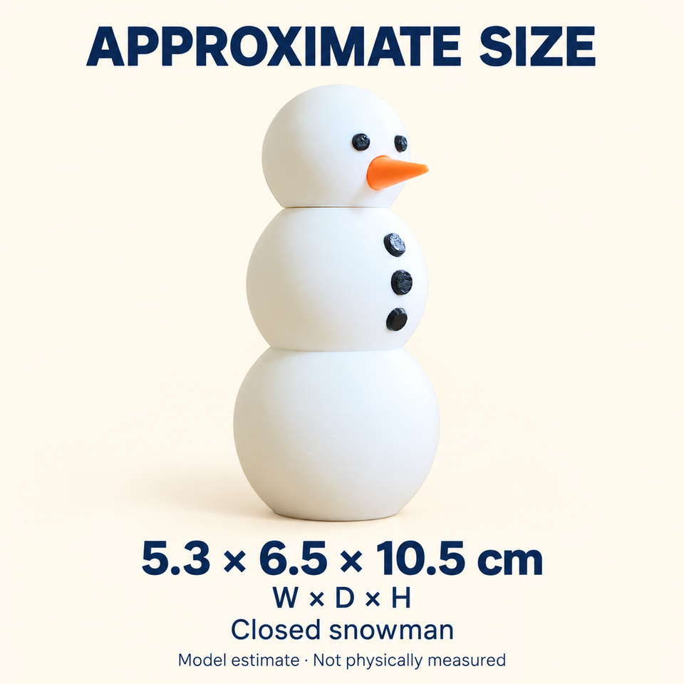 Snowman Cash Stash — Approximate dimensions