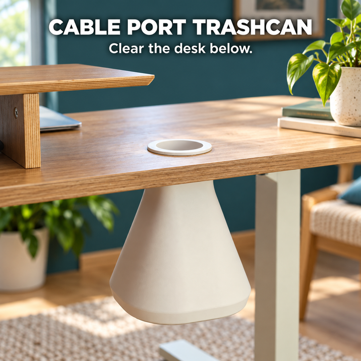 Cable Port Trashcan — Clear the Desk Below