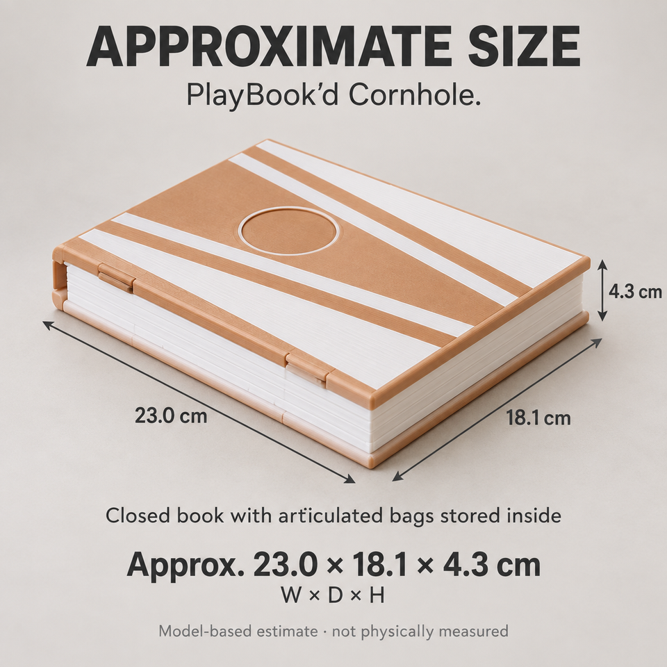 PlayBook'd Cornhole — Approximate dimensions